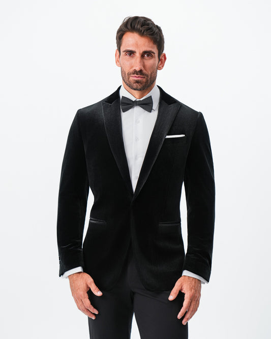 State & Liberty - Tuxedo Jacket - Black Velvet with Peak Lapel