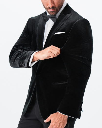 State & Liberty - Tuxedo Jacket - Black Velvet with Peak Lapel