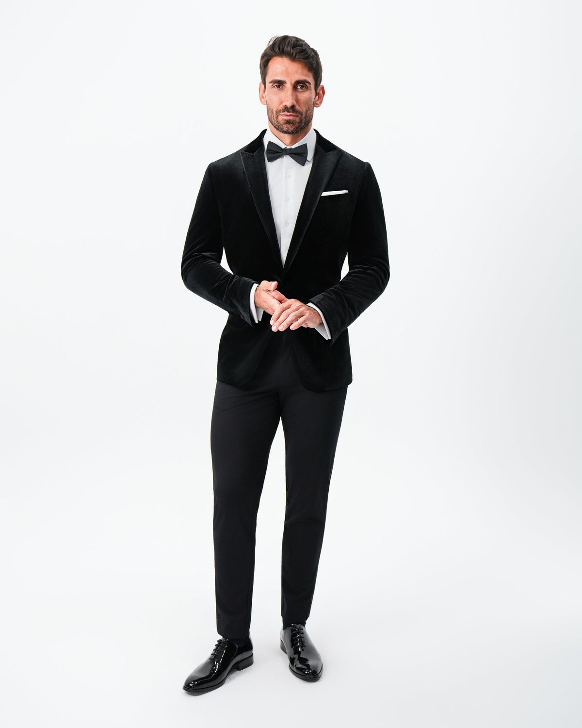 State & Liberty - Tuxedo Jacket - Black Velvet with Peak Lapel