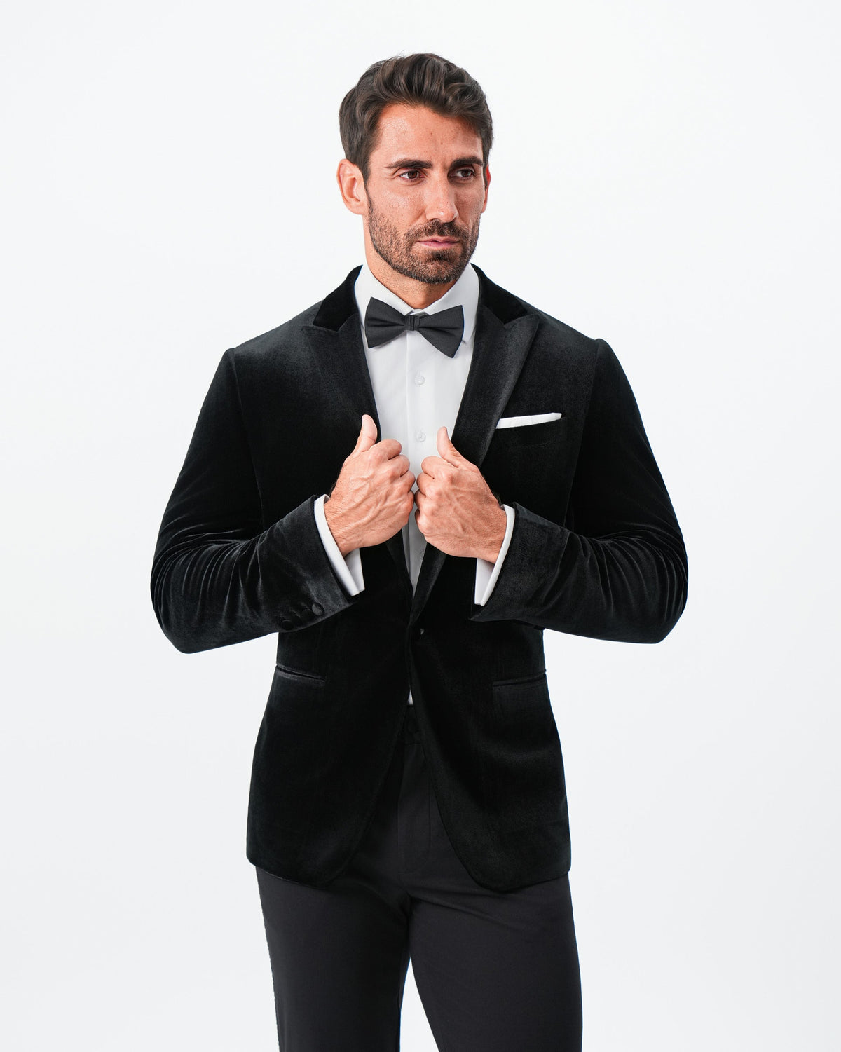 State & Liberty - Tuxedo Jacket - Black Velvet with Peak Lapel