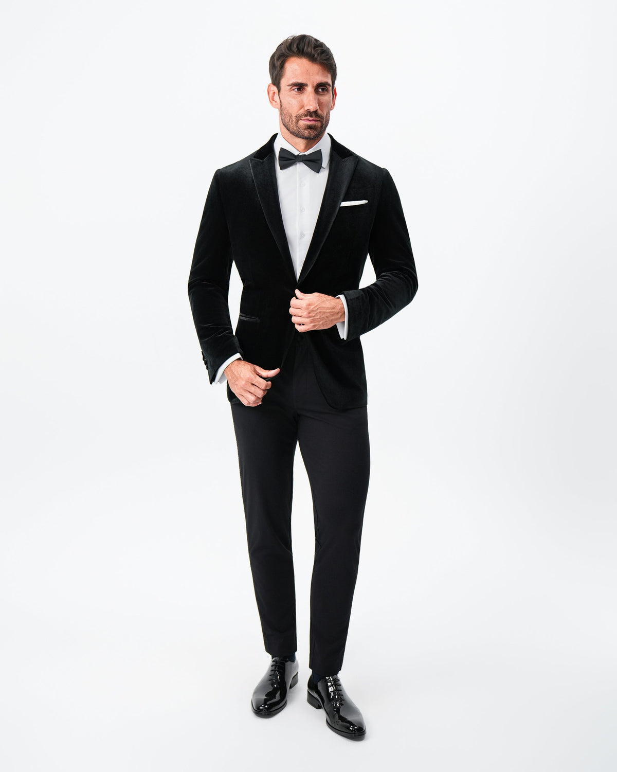 State & Liberty - Tuxedo Jacket - Black Velvet with Peak Lapel