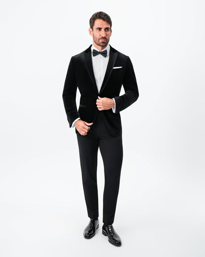 State & Liberty - Tuxedo Jacket - Black Velvet with Peak Lapel