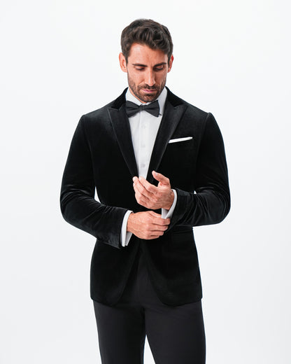 State & Liberty - Tuxedo Jacket - Black Velvet with Peak Lapel
