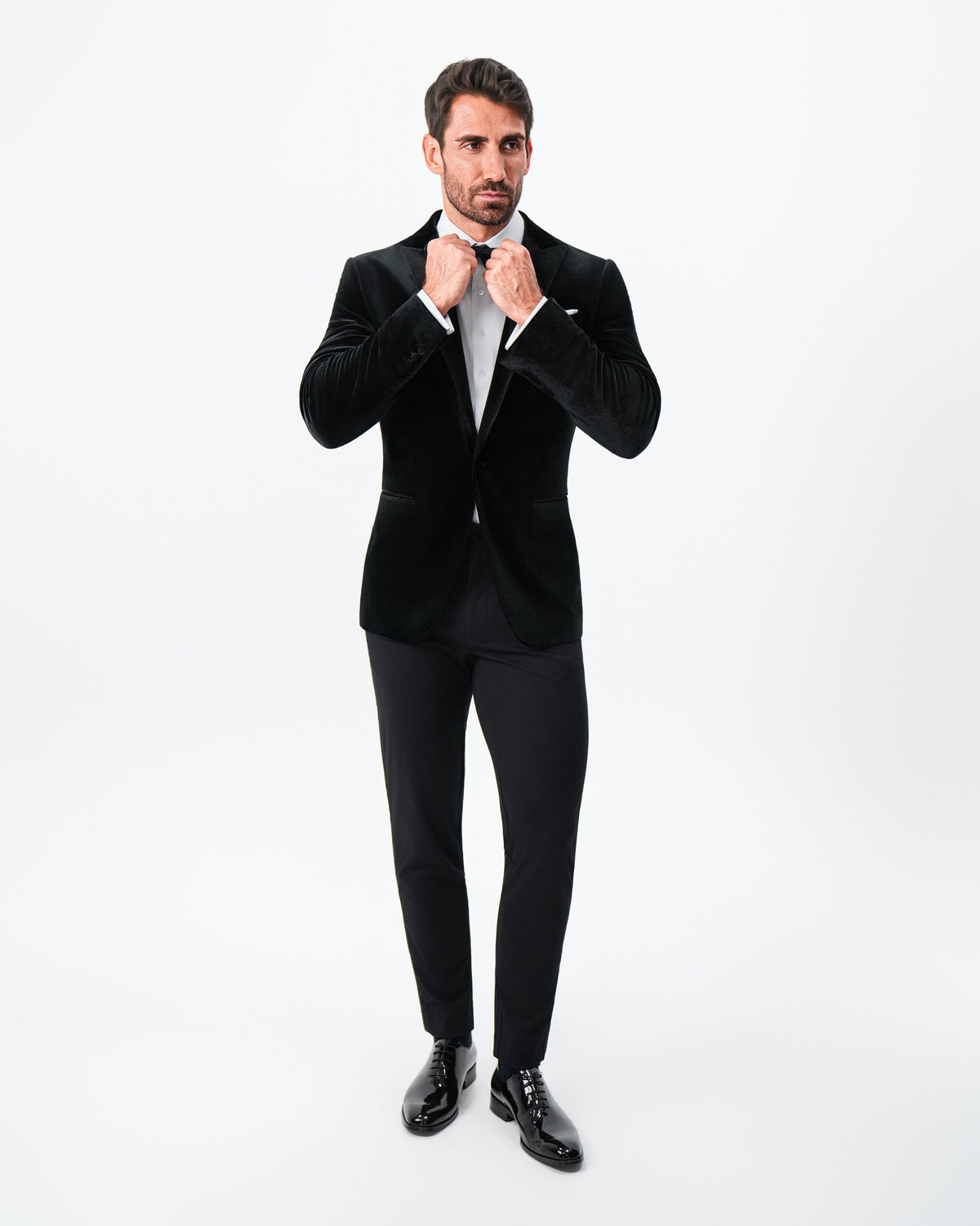 State & Liberty - Tuxedo Jacket - Black Velvet with Peak Lapel