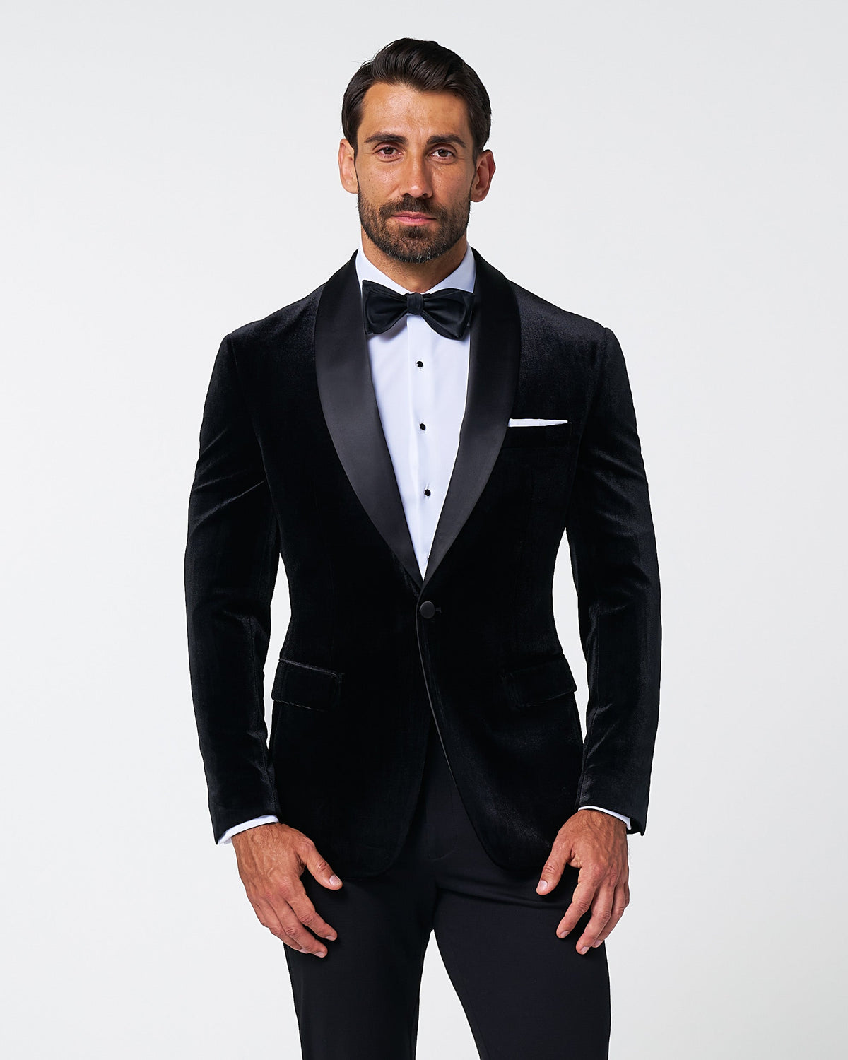 State & Liberty - Athletic Fit Stretch Tuxedo Jacket - Black Velvet
