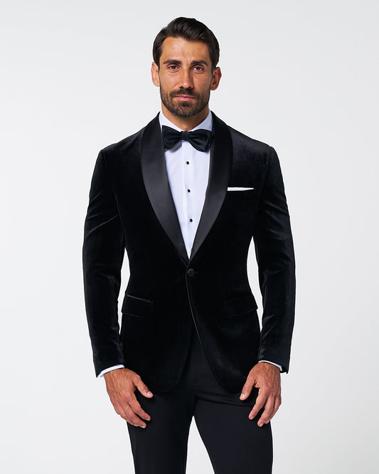 State & Liberty - Athletic Fit Stretch Tuxedo Jacket - Black Velvet