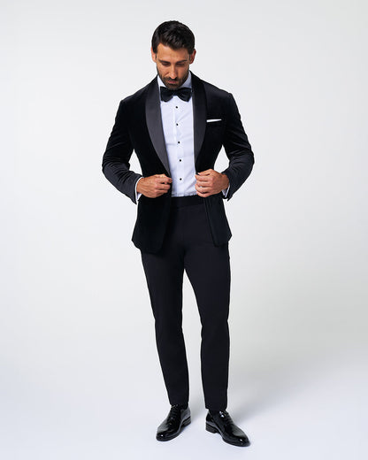 State & Liberty - Athletic Fit Stretch Tuxedo Jacket - Black Velvet