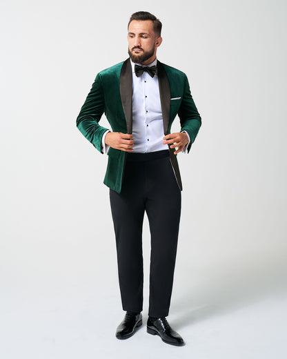 State & Liberty - Athletic Fit Stretch Tuxedo Jacket - Green Velvet