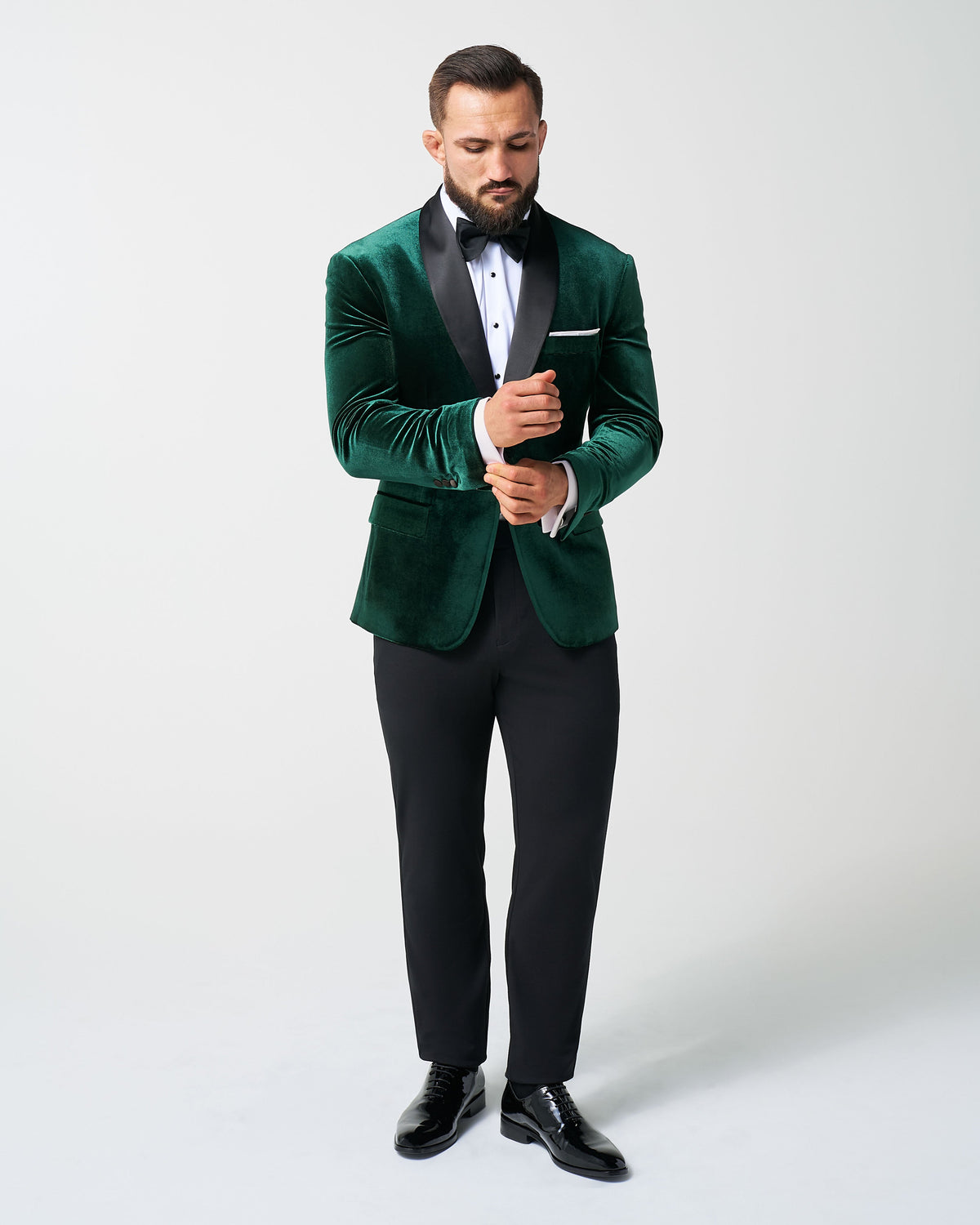 State & Liberty - Athletic Fit Stretch Tuxedo Jacket - Green Velvet