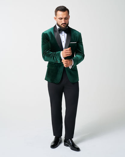 State & Liberty - Athletic Fit Stretch Tuxedo Jacket - Green Velvet