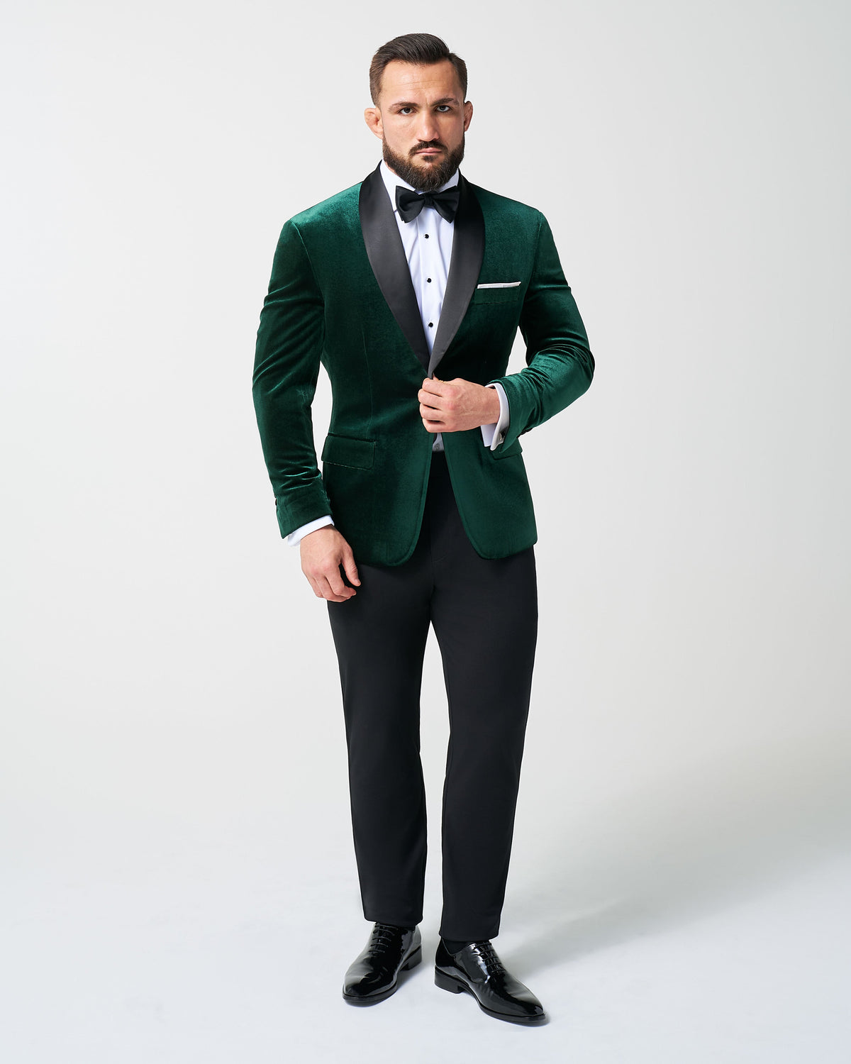 State & Liberty - Athletic Fit Stretch Tuxedo Jacket - Green Velvet