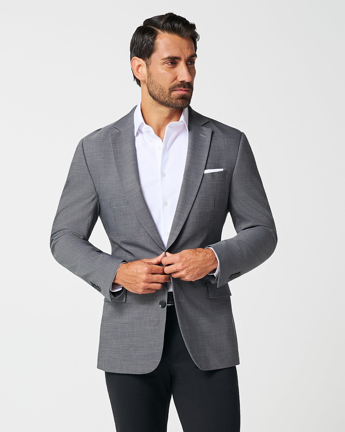State & Liberty - Athletic Fit Stretch Blazer - Heathered Grey