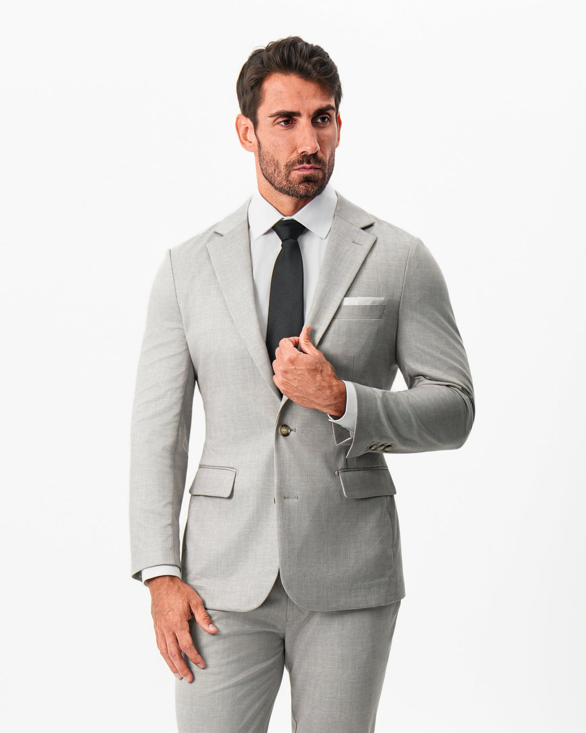 State & Liberty - Athletic Fit Stretch Blazer - Unstructured Stone Crosshatch