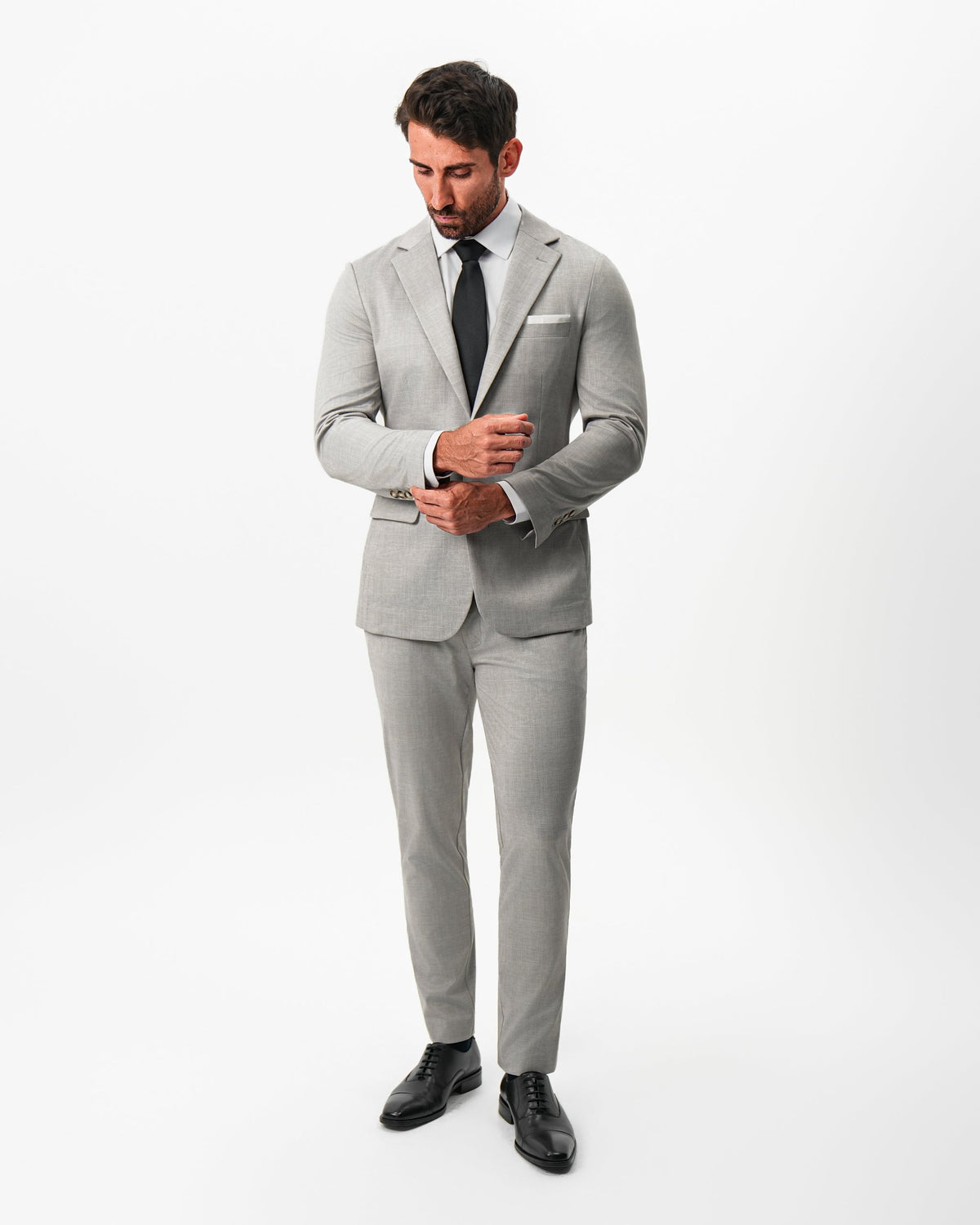 State & Liberty - Athletic Fit Stretch Blazer - Unstructured Stone Crosshatch