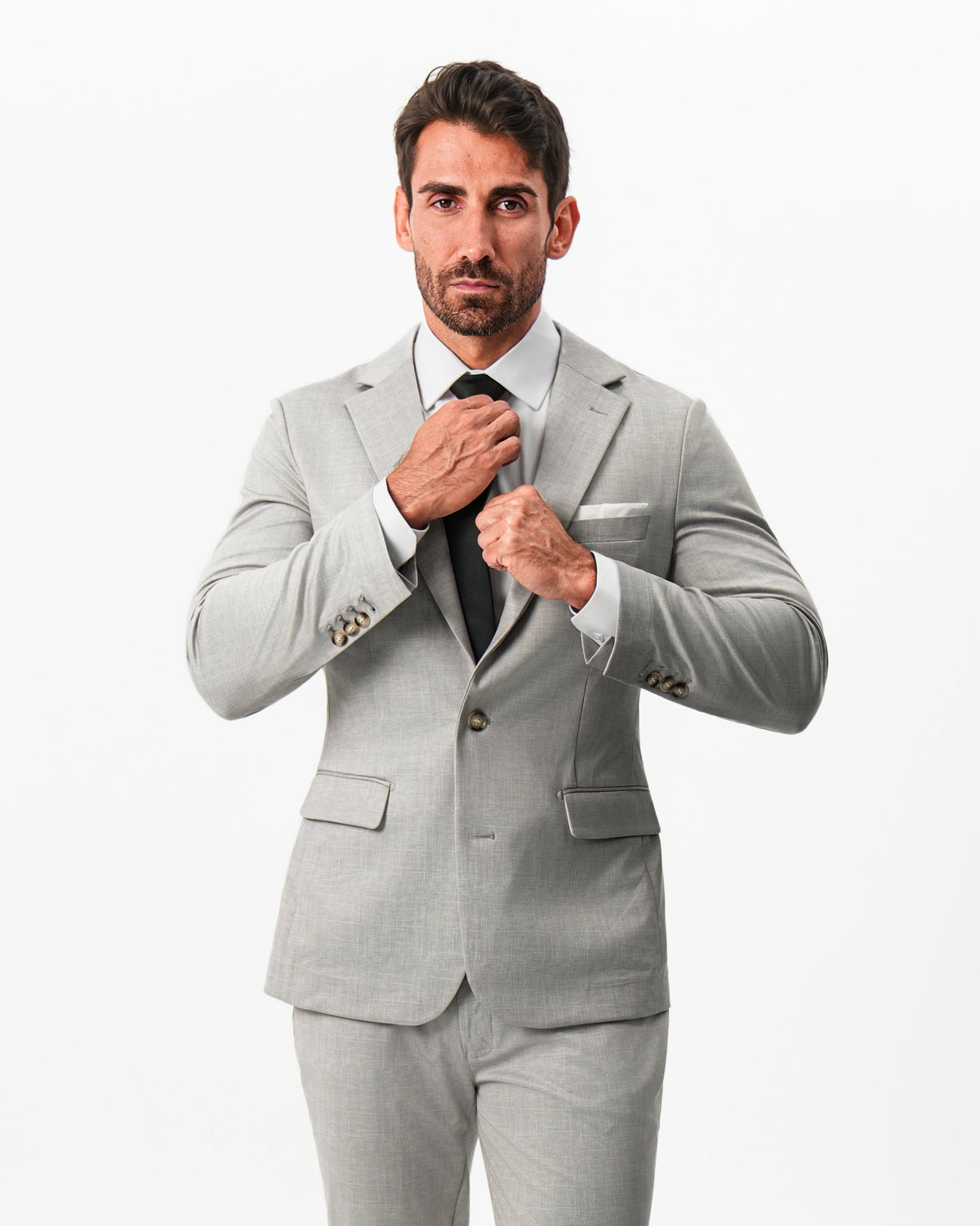 State & Liberty - Athletic Fit Stretch Blazer - Unstructured Stone Crosshatch