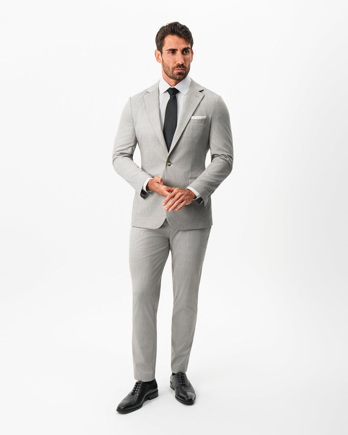 State & Liberty - Athletic Fit Stretch Blazer - Unstructured Stone Crosshatch
