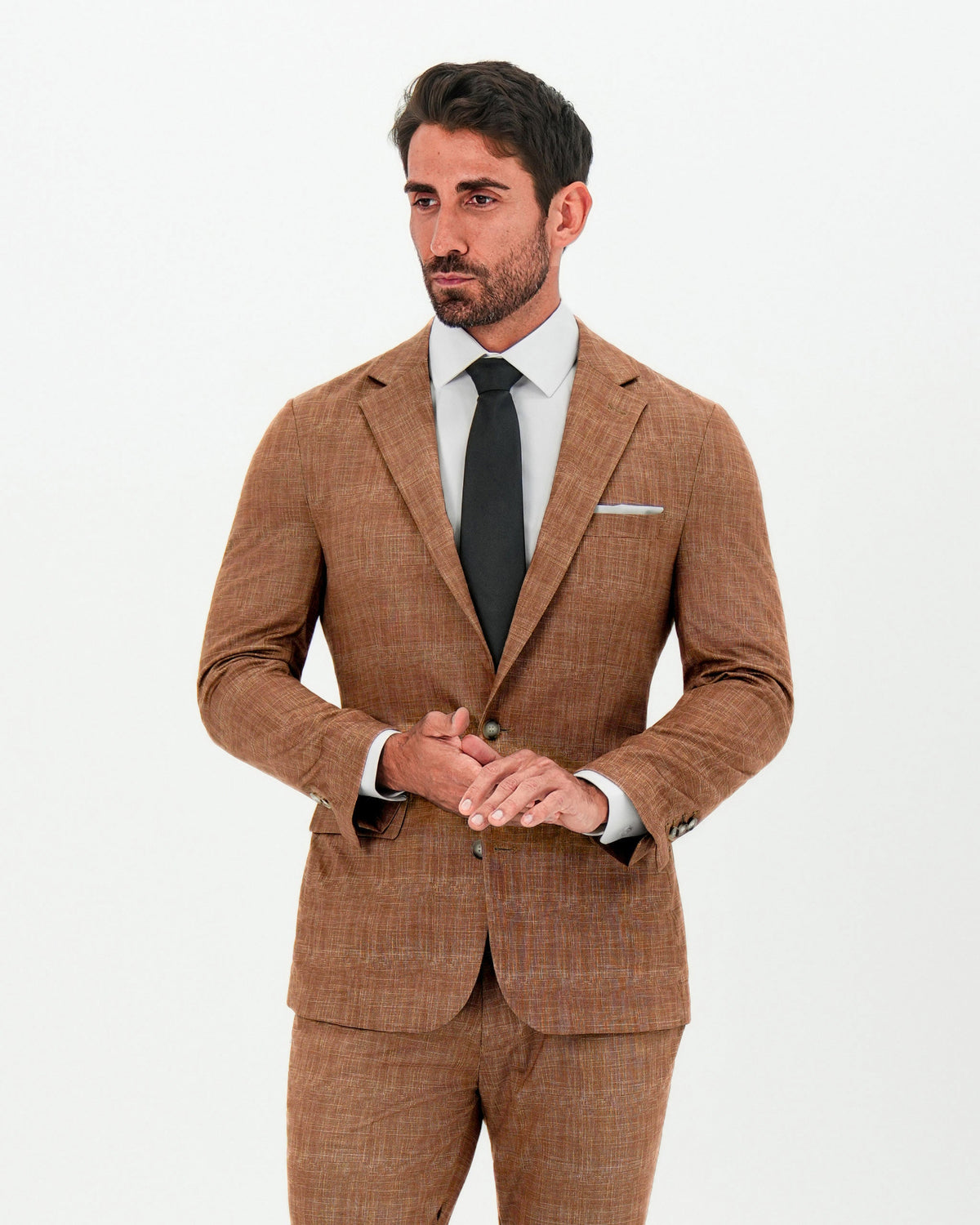 State & Liberty - Athletic Fit Stretch Blazer - Unstructured Light Brown Crosshatch