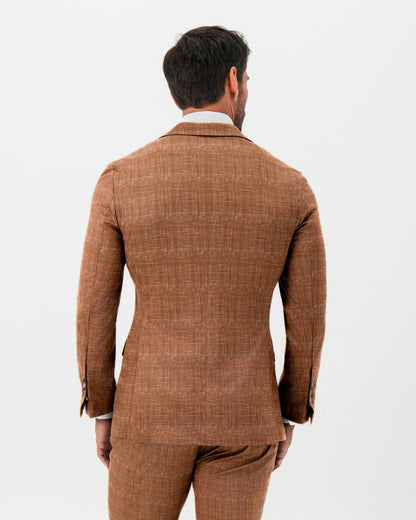State & Liberty - Athletic Fit Stretch Blazer - Unstructured Light Brown Crosshatch