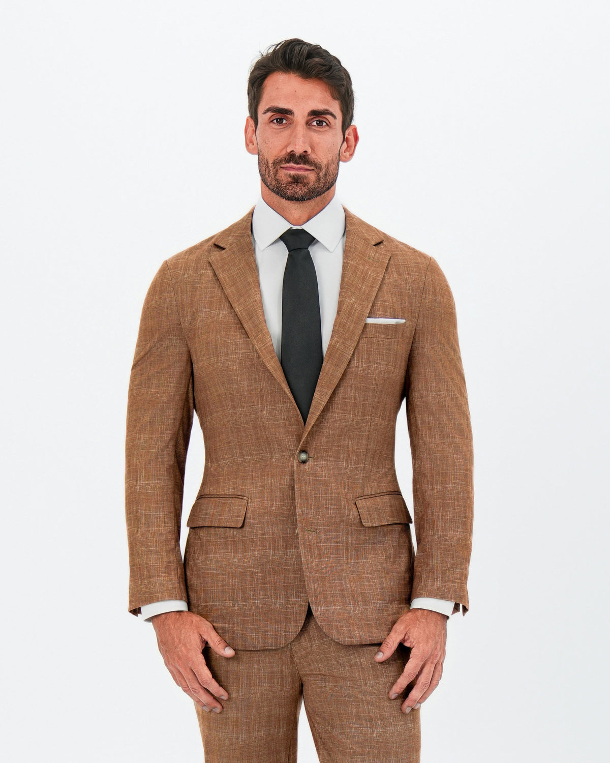 State & Liberty - Athletic Fit Stretch Blazer - Unstructured Light Brown Crosshatch