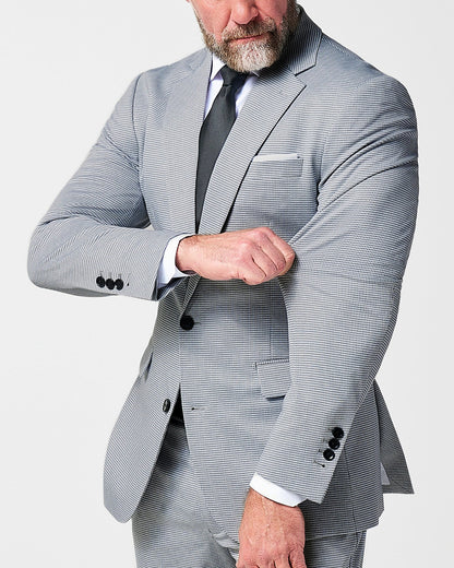 State & Liberty - Athletic Fit Stretch Blazer - Slate Grey Houndstooth