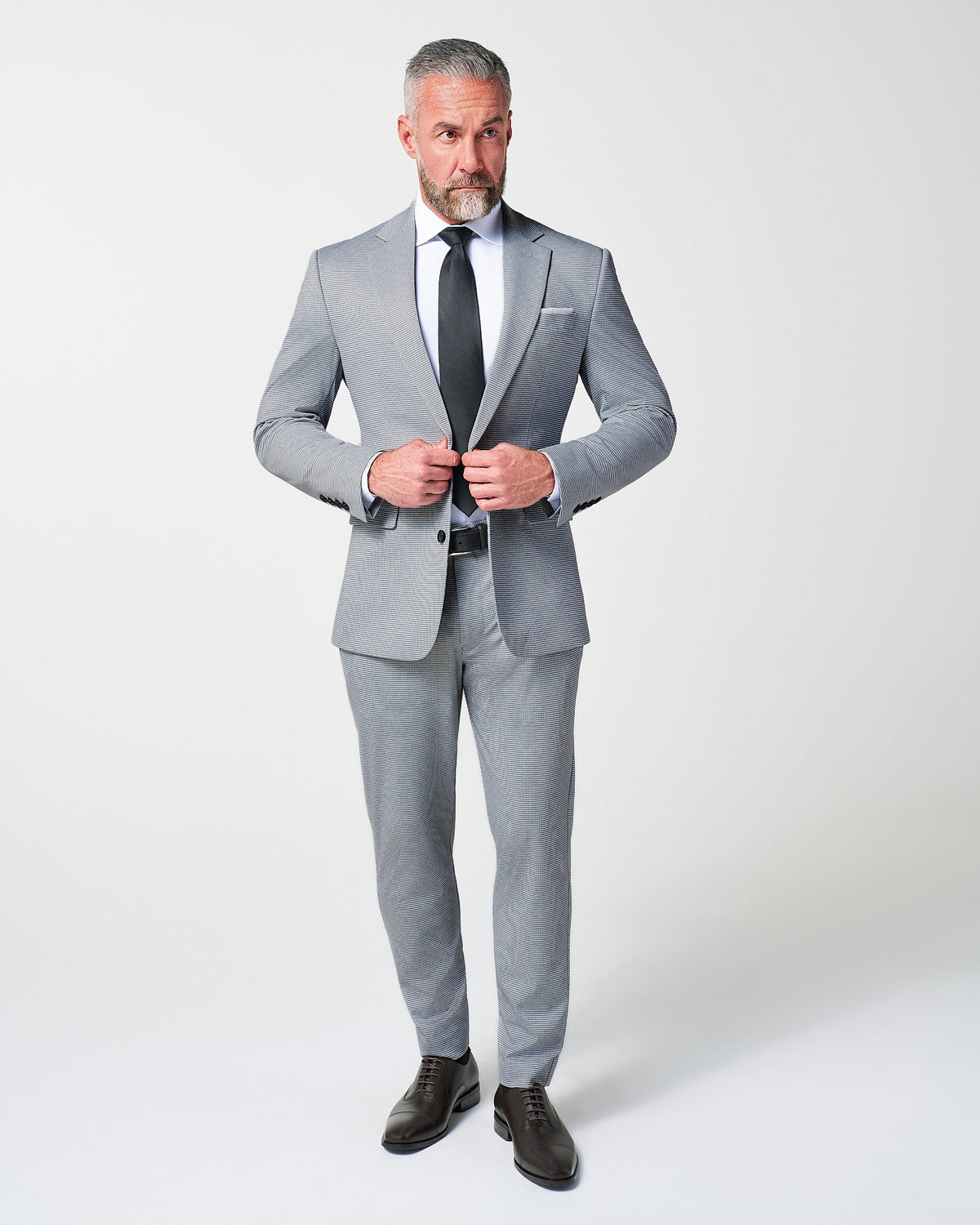 State & Liberty - Athletic Fit Stretch Blazer - Slate Grey Houndstooth
