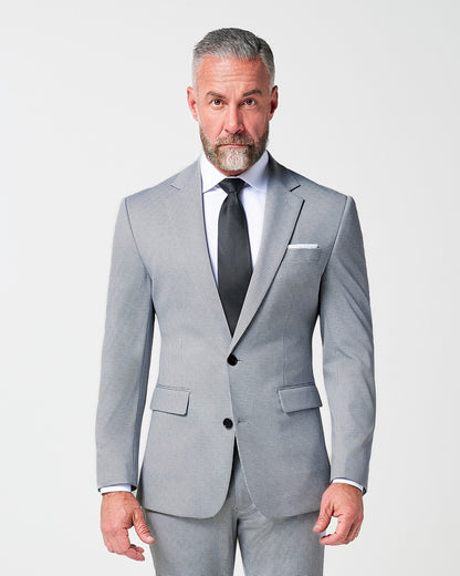 State & Liberty - Athletic Fit Stretch Blazer - Slate Grey Houndstooth