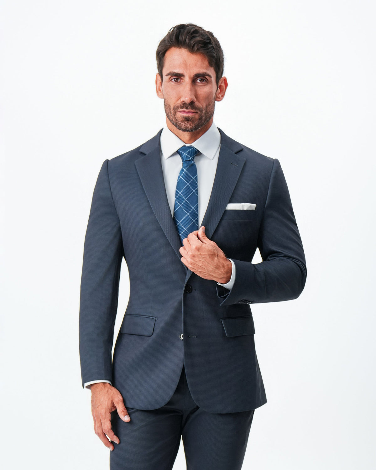 State & Liberty - Athletic Fit Stretch Blazer - Navy & Black Mini Houndstooth