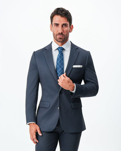 State & Liberty - Athletic Fit Stretch Blazer - Navy & Black Mini Houndstooth