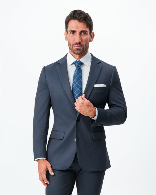 State & Liberty - Athletic Fit Stretch Blazer - Navy & Black Mini Houndstooth