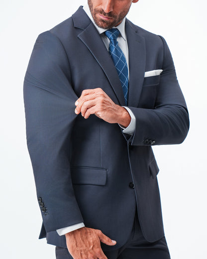 State & Liberty - Athletic Fit Stretch Blazer - Navy & Black Mini Houndstooth