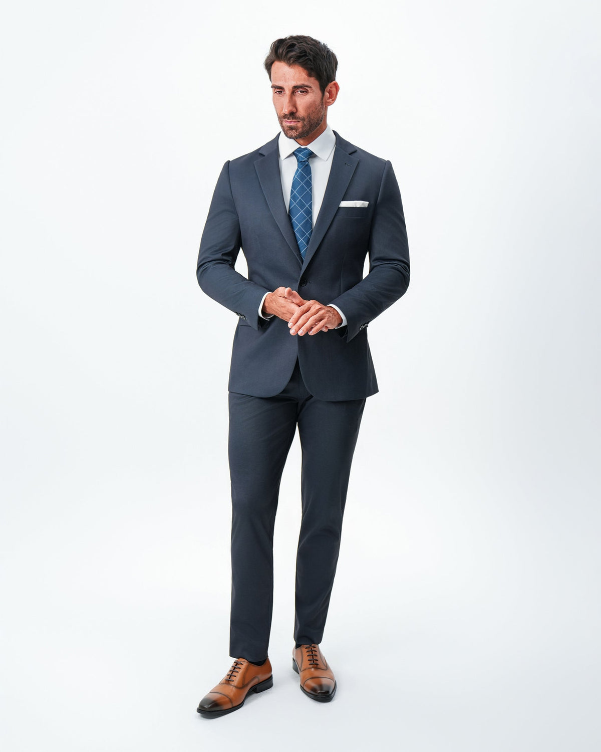 State & Liberty - Athletic Fit Stretch Blazer - Navy & Black Mini Houndstooth