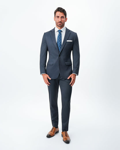 State & Liberty - Athletic Fit Stretch Blazer - Navy & Black Mini Houndstooth