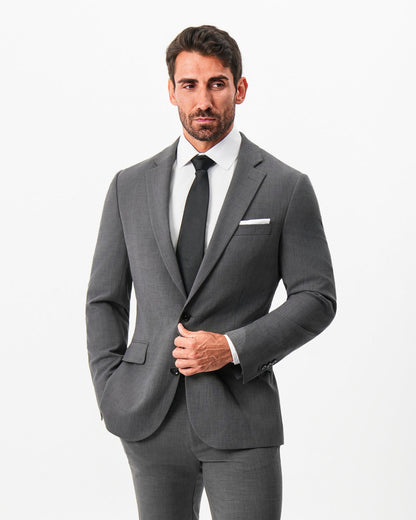 State & Liberty - Athletic Fit Stretch Blazer - Dark Grey Crosshatch