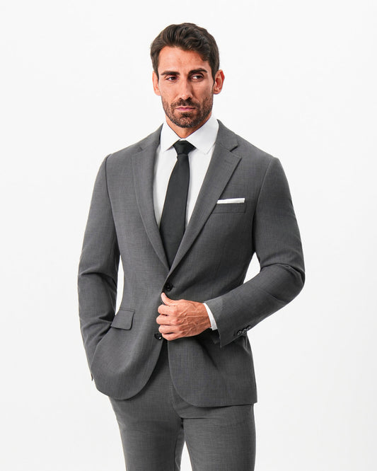 State & Liberty - Athletic Fit Stretch Blazer - Dark Grey Crosshatch