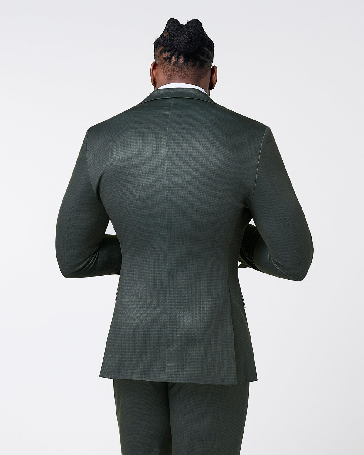 State & Liberty - Athletic Fit Stretch Blazer - Army Green Microcheck