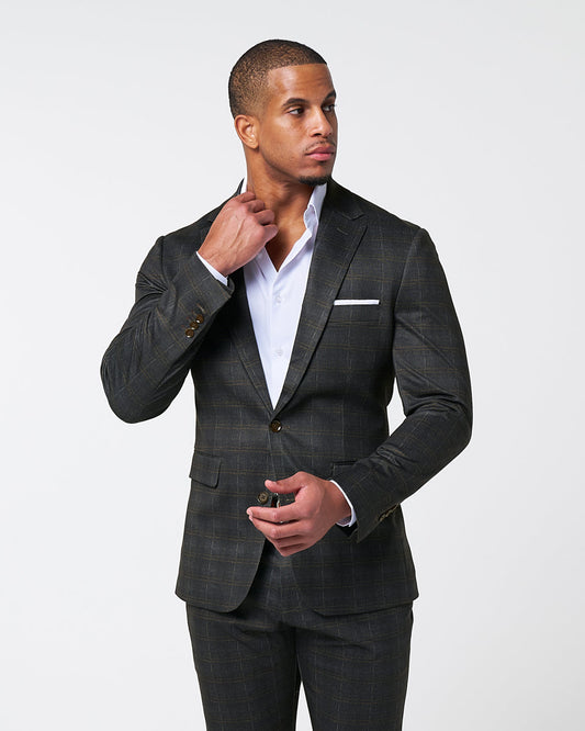 State & Liberty - Athletic Fit Stretch Blazer - Brown Plaid