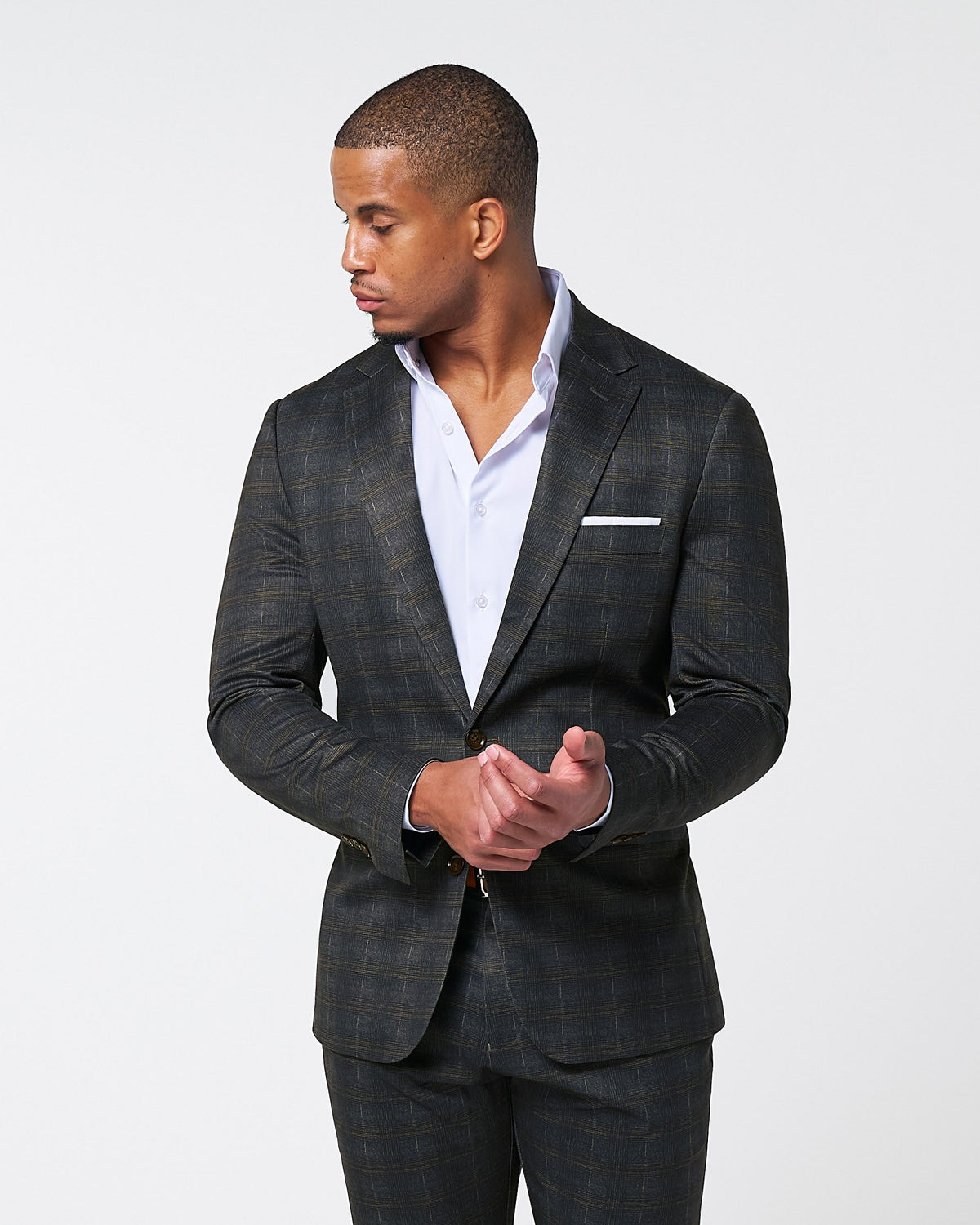 State & Liberty - Athletic Fit Stretch Blazer - Brown Plaid