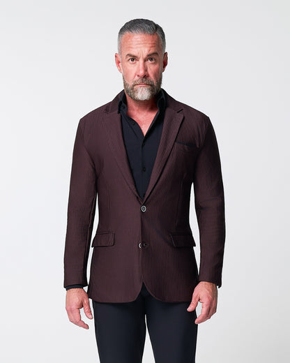 State & Liberty - Athletic Fit Stretch Blazer - Plum Seersucker