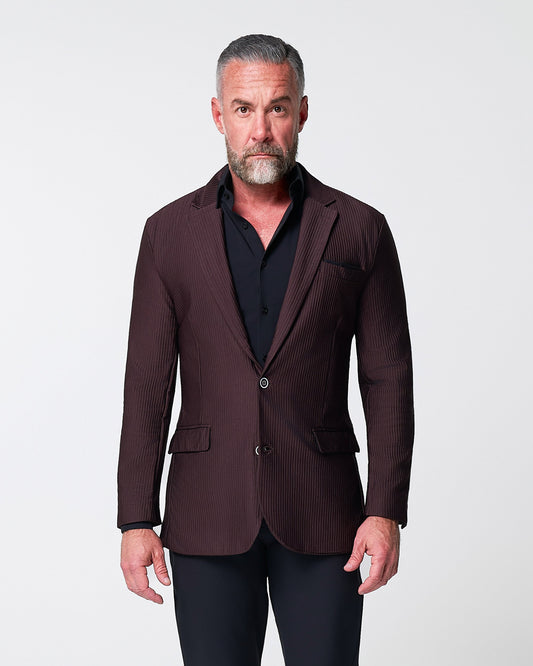 State & Liberty - Athletic Fit Stretch Blazer - Plum Seersucker