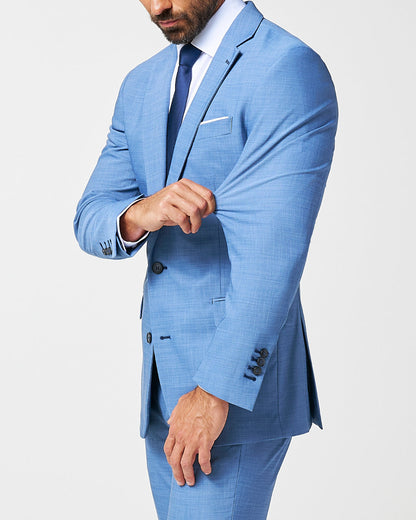 State & Liberty - Athletic Fit Stretch Blazer - Heathered Light Blue