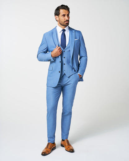 State & Liberty - Athletic Fit Stretch Blazer - Heathered Light Blue
