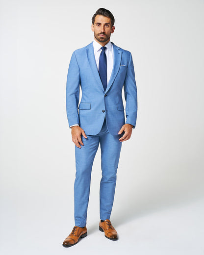State & Liberty - Athletic Fit Stretch Blazer - Heathered Light Blue