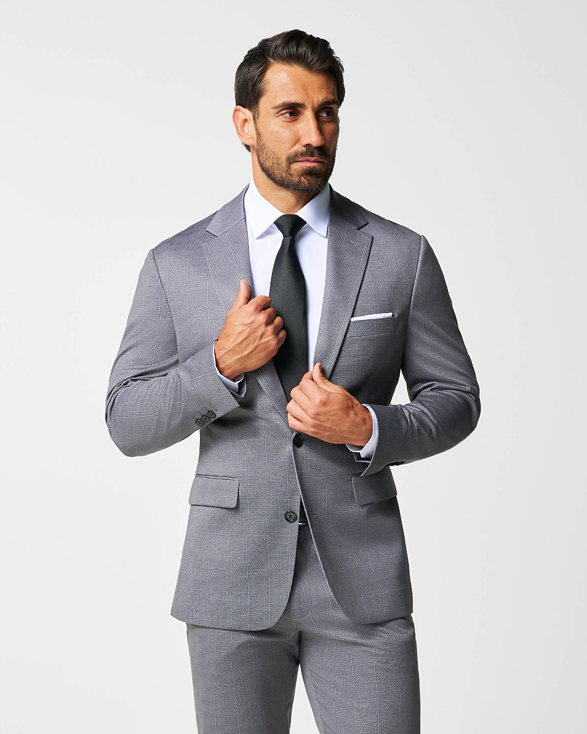 State & Liberty - Athletic Fit Stretch Blazer - Shadow Grey Plaid