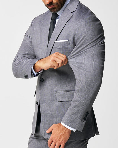 State & Liberty - Athletic Fit Stretch Blazer - Shadow Grey Plaid