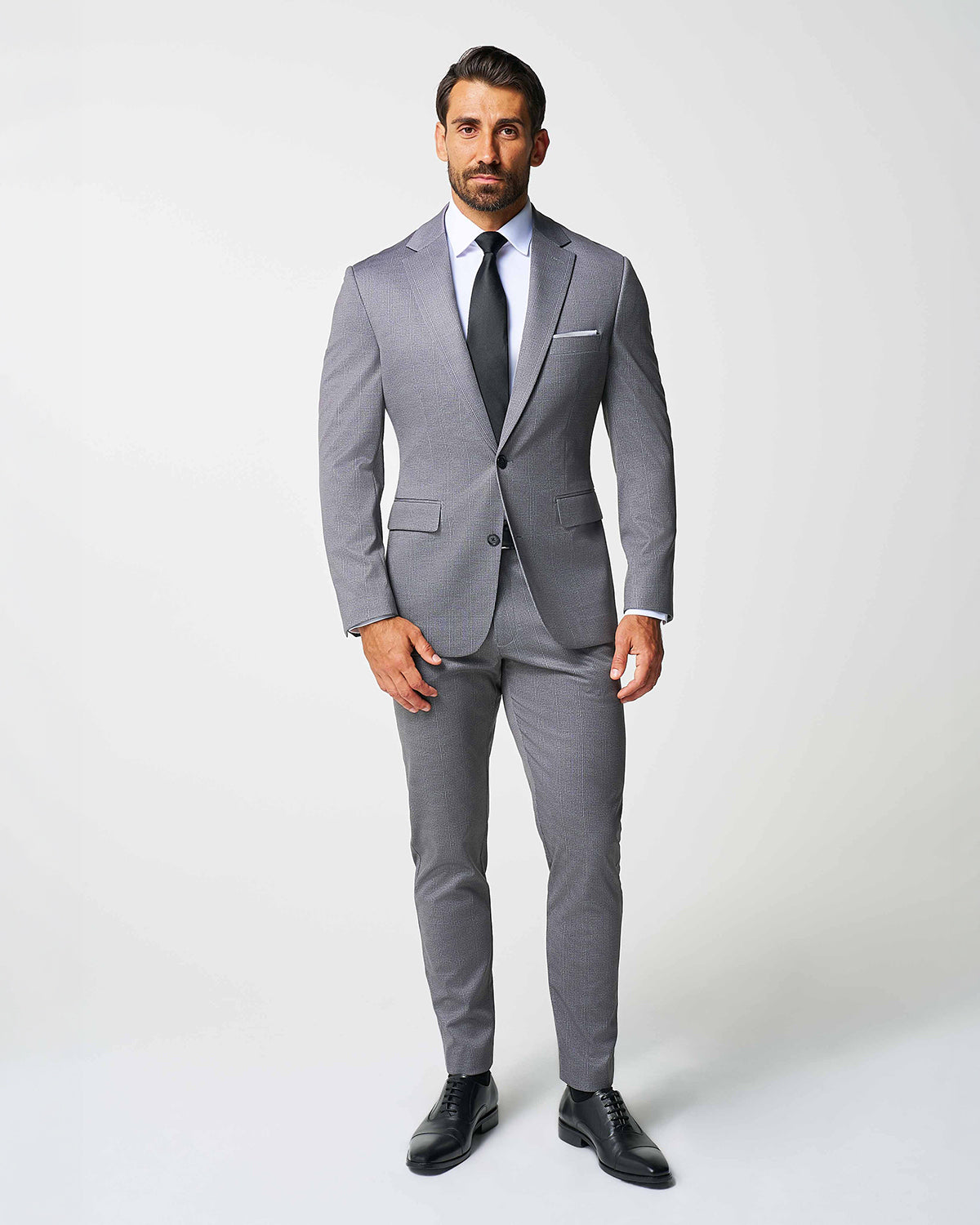 State & Liberty - Athletic Fit Stretch Blazer - Shadow Grey Plaid