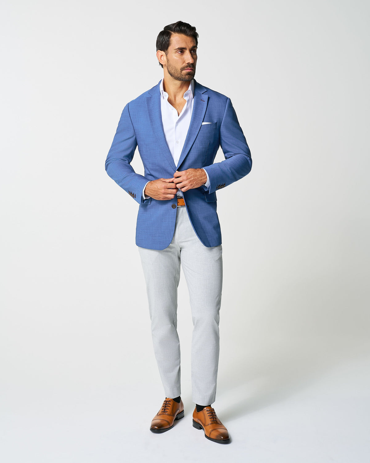 State & Liberty - Athletic Fit Stretch Blazer - Heathered Blue