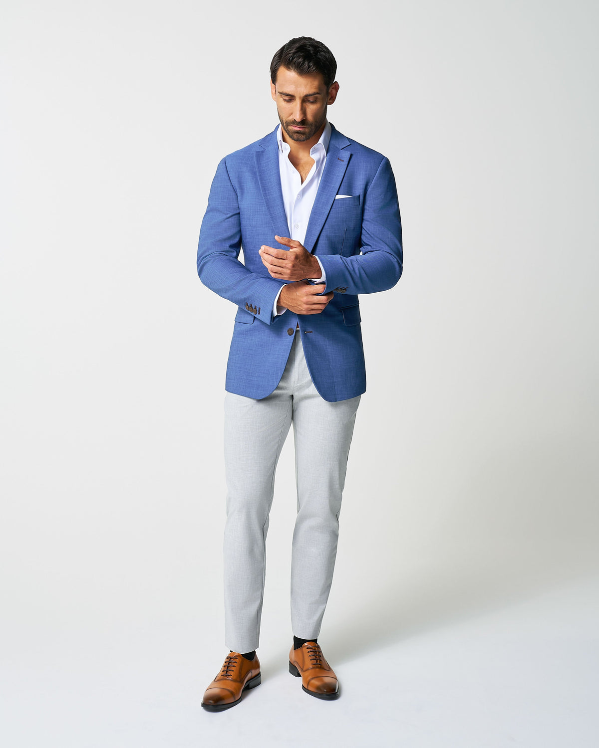 State & Liberty - Athletic Fit Stretch Blazer - Heathered Blue