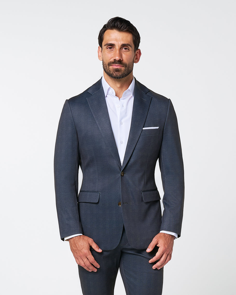 State & Liberty - Athletic Fit Stretch Blazer - Midnight Navy Plaid