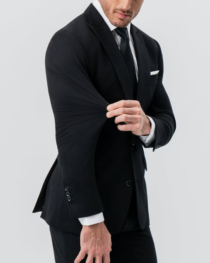 State & Liberty - Athletic Fit Stretch Blazer - Black - Pick Stitch