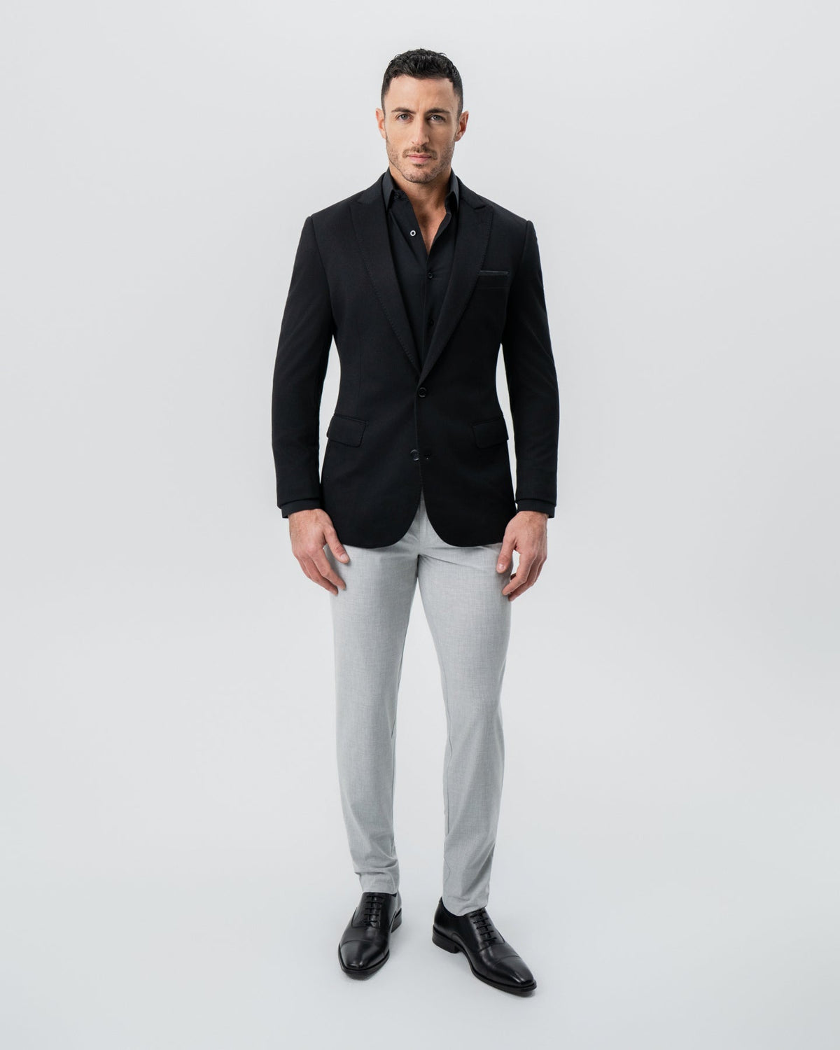 State & Liberty - Athletic Fit Stretch Blazer - Black - Pick Stitch